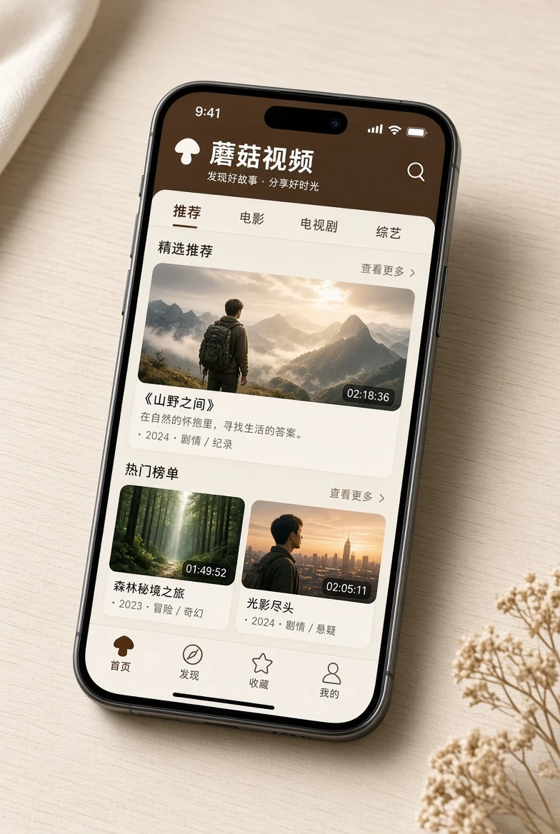 蘑菇视频APP界面